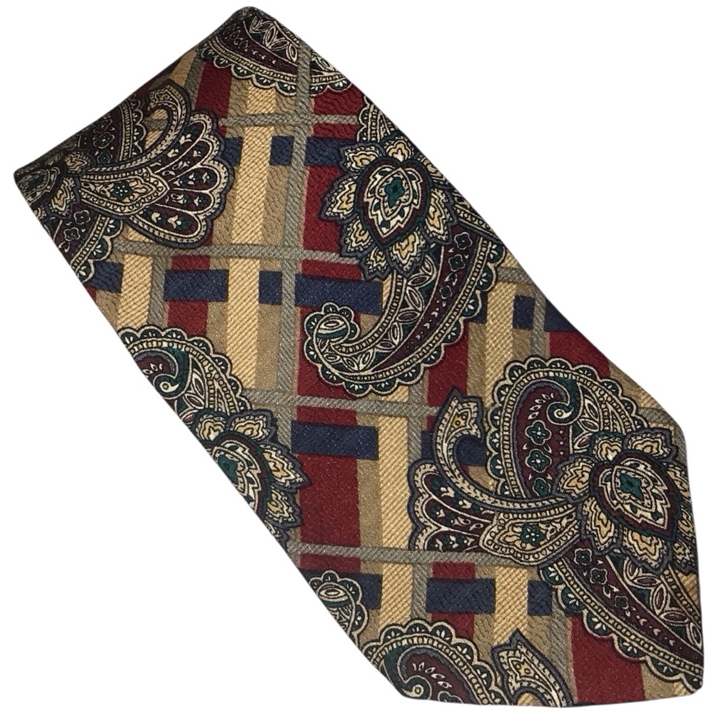 Geoffrey Beene Mens Silk Tie Paisley Tied USA